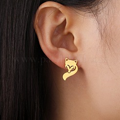 Pendientes de botón de acero inoxidable 304&nbsp;EJEW-H095-01G