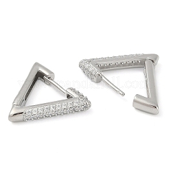 Pendientes de aro con circonita cúbica y micropavé de latón triangular con revestimiento en estante&nbsp;EJEW-Z059-14P