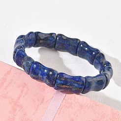 Bracelets extensibles en bambou et perles de lapis-lazuli naturel pour femmes et hommes&nbsp;BJEW-K304-01H