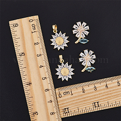 8pz 2 pendenti in ottone con micro pavé di zirconi trasparenti&nbsp;KK-DC0003-41