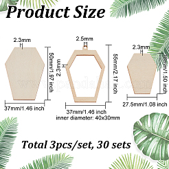 30 Set Cabochonfassungen für Holzanhänger&nbsp;DIY-OC0011-10