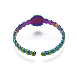 Anillo de puño plano y redondo de acero inoxidable 304 con revestimiento iónico (IP)&nbsp;RJEW-S405-146