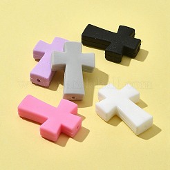 5 Stück 5 Farben Kreuz-Silikon-Fokalperlen&nbsp;SIL-FS0001-07