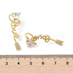 Orecchini a bottone in ottone con zirconi chiari e micro pavè&nbsp;EJEW-M077-11G