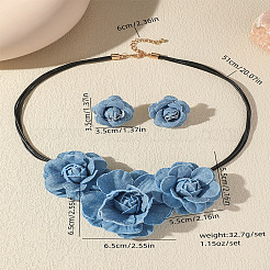 Ensembles tour de cou et boucles d'oreilles à tige en polyester rose 3d&nbsp;FS-WG5AEB6-01