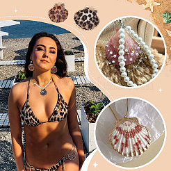 16 Stück 4 Farben Sprühfarbe & galvanisierte Muschelanhänger&nbsp;SSHEL-PH0001-35
