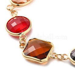 Braccialetti colorati con catena a maglie di vetro&nbsp;BJEW-B075-03