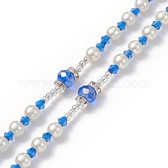 Collar de cuentas de rosario de perlas de vidrio y acrílico&nbsp;NJEW-TA00041-01