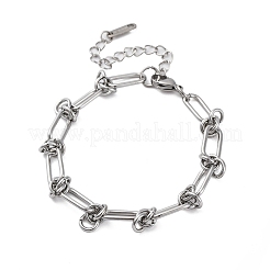 Armbänder aus Edelstahl 667 (entspricht Güteklasse 201) mit Büroklammerkette für Damen&nbsp;BJEW-P347-03P