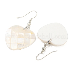 Orecchini pendenti in ottone placcato bianco naturale con conchiglia&nbsp;EJEW-N055-52E