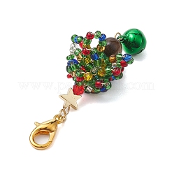 Perles de rocaille en verre pour arbre de noël et décorations pendantes en œil de tigre naturel&nbsp;HJEW-MZ00075-01