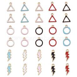90 pièces 15 styles pendentifs en émail en alliage plaqué or clair&nbsp;ENAM-LS0001-02LG