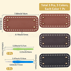 3 stücke 3 farben rechteck pu leder stricken häkeln taschen nagel boden shaper pad&nbsp;DIY-CL0002-17