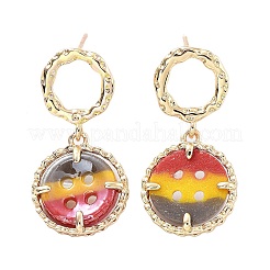 Pendientes planos redondos de latón dorado claro con micro pavé de circonitas cúbicas&nbsp;EJEW-Q800-52KCG