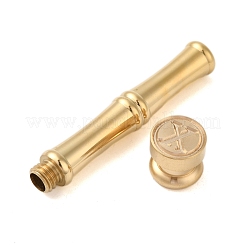 Goldfarbener Wachssiegel-Stempelkopf aus Messing mit bambusstabförmigem Griff&nbsp;LS-STAM-K001-05G-X