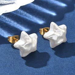 Boucles d'oreilles à tige en acier inoxydable 304 avec imitation de perles en plastique&nbsp;EJEW-R030-01G-03