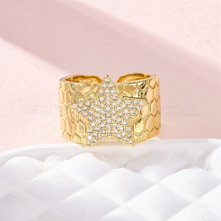 Anelli per polsini da donna in ottone con micro pavé di zirconi trasparenti&nbsp;RJEW-H248-08G-01
