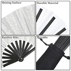 1 abanico plegable de bambú con tela oxford y polvo brillante.&nbsp;AJEW-SP0003-77C