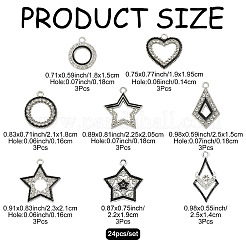 Pendenti con strass di cristallo in lega da 24 pz e 8 stili&nbsp;FIND-FS0005-40
