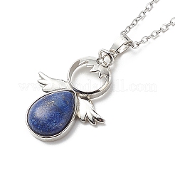 Ensemble de colliers pendentifs ange en pierres précieuses naturelles et synthétiques de 5 styles avec chaînes en acier inoxydable 304 pour femmes&nbsp;NJEW-JN04097