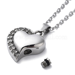 Urna de cenizas con forma de corazón de cristal y rhinestone de acero inoxidable 304&nbsp;STAS-Z106-04P
