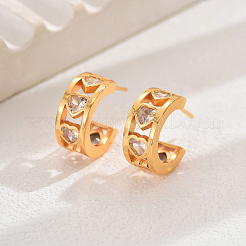 Boucles d'oreilles à tige élégantes en laiton avec zircone cubique en forme de cœur&nbsp;GX1194-2