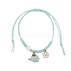 Charm-Armbänder aus Emaille mit Blumen- und Elefantenmotiv&nbsp;BJEW-JB11696-01