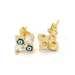 Aretes de latón chapado en oro real de 18k con flor y mal de ojo&nbsp;EJEW-L269-101G-01