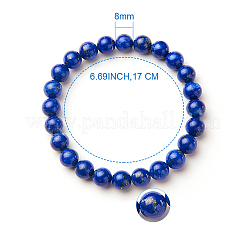 Lapis lazuli naturale perle rotonde si allungano i braccialetti&nbsp;BJEW-PH0001-8mm-02