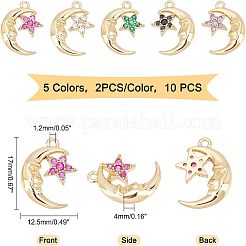 10 pz 5 colori ecologici in ottone micro pavé di ciondoli in zirconia cubica&nbsp;KK-FH0002-89