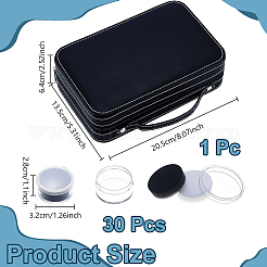 30 pz. di piccole custodie rotonde in plastica PS con diamanti sciolti e spugna bianca e nera all'interno.&nbsp;CON-WH0001-54A-01