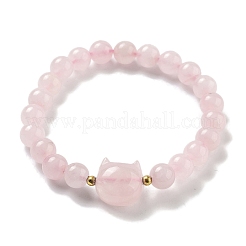 Bracelets extensibles en perles de quartz rose naturel&nbsp;BJEW-K251-03C