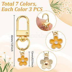 21 pièces 7 couleurs alliage émail pendentif décorations&nbsp;HJEW-GA00037