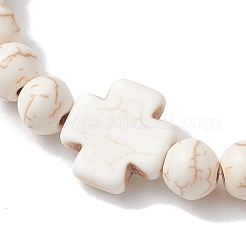 8 mm dicke elastische Armbänder aus synthetischem Magnesit mit runden Perlen&nbsp;BJEW-JB10301