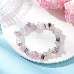 Pulseras elásticas con cuentas de fluorita natural galvanizadas para mujer&nbsp;BJEW-JB12596
