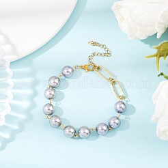 3 bracciale con maglie di perle di vetro rotonde di 3 colori per donna&nbsp;BJEW-JB12051