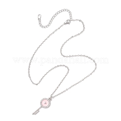 Conjunto de collar con cadena de cable de acero inoxidable 304 con colgante de llave y cerradura de aleación de esmalte&nbsp;NJEW-JN05497