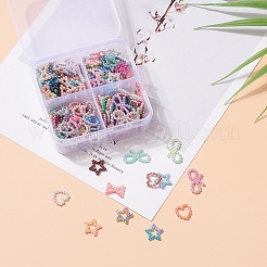 220 pz 4 stili arcobaleno abs plastica imitazione perla anelli di collegamento&nbsp;OACR-YW0001-18