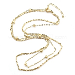 Collares de latón de doble capa&nbsp;NJEW-D302-54G