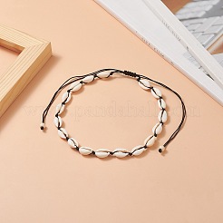 Collier de perles tressées en coquillage cauri naturel et turquoise synthétique pour femme&nbsp;NJEW-JN04253-02