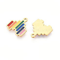 Ciondoli smaltati in acciaio inossidabile 304 color arcobaleno&nbsp;STAS-T065-51G