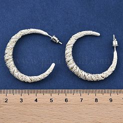 Orecchini a cerchio in ottone a forma di C testurizzati per donna&nbsp;EJEW-U055-19S