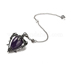 Pendentifs pendule de radiesthésie triangle améthyste naturelle&nbsp;G-G022-01AS-01