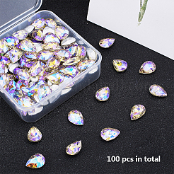 Cabochons en verre avec strass de dos avec point&nbsp;RGLA-OC0001-30