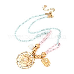 Colliers avec pendentif en forme de chapeau de cowboy en acier inoxydable 304 et cordon en polyester&nbsp;NJEW-C105-02G