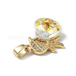 Véritable 18k plaqué or placage en laiton micro pave clair pendentifs en zircone cubique&nbsp;KK-C015-21G-09