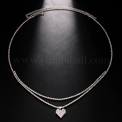 Legierung voller Kristall Strass Herz Charme Doppelschicht Taille Kette&nbsp;WG7517E-04