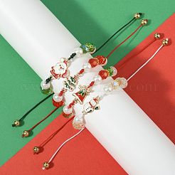 4 Stück Weihnachts-Emaille-Gliederarmbänder&nbsp;BJEW-FS00032