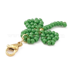 Décorations pendentif en perles de verre trèfle&nbsp;HJEW-TA00033