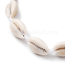 Bracelet de cheville en perles tressées en coquillage naturel avec perles turquoise synthétiques&nbsp;AJEW-AN00561-03